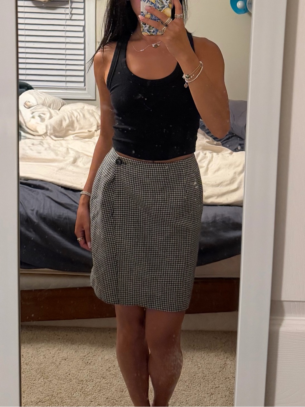 Vintage Smooth Studio Black & White Houndstooth Pencil Skirt